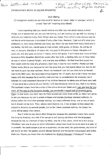 1892letter2of4.jpg - 1892 Letters from Charles Kaiser's sisters in Hungary. pg 1 of 3