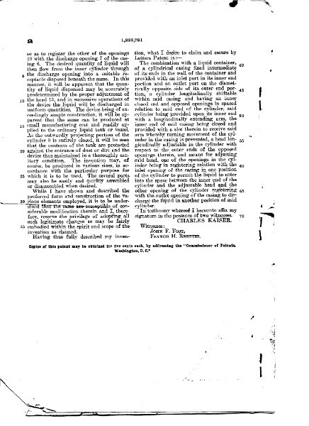 1917patent3.jpg - 1917. Patent held by Charles Kaiser, my maternal great grandfather pg 3/3 - DJM Jr