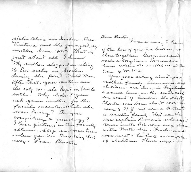 z_kaiserpapers004.jpg - Letter regarding Victoria Westerstrom written to Berta, Charles and Victoria's daughter.