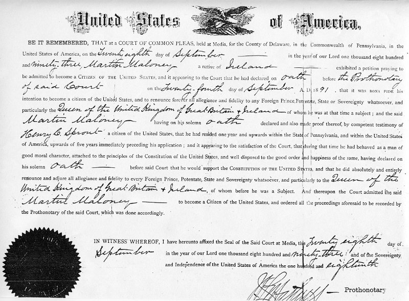 1893prints001.jpg - 1893 US citizenship papers for Martin Maloney (formerly Mullowney).