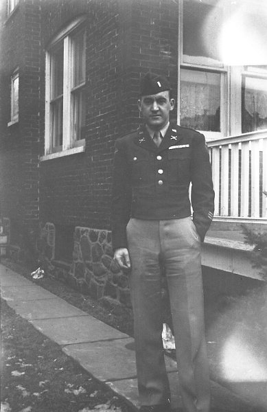 1943prints005.jpg - David J. Maloney, Sr., 1943. Per Uncle Joe Maloney, "The picture of my two brothers was probably taken on White Ave. Linwood, Jim's home 2004 and now it is 2011. Dave was probably on leave after OCS and he became a 90 day wonder in the Army."