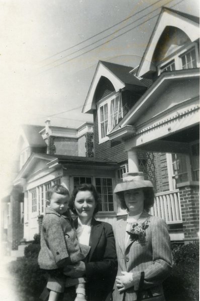 1947prints127.jpg - John Mahon being held by his mother Ann (Maloney) Mahon with Margaret (Maloney) Curl.