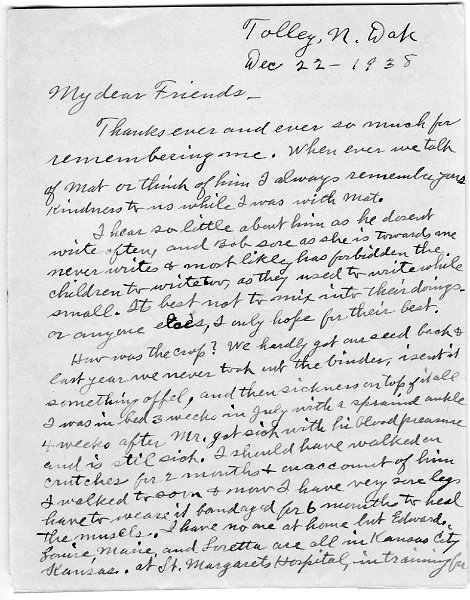 381222_01.jpg - 1938. Page 1/2. Letter from Katy Zeltinger (Katherine (nee Ethan) Zeltinger 1876-1965), wife of Ignatius Zeltinger and mother of my maternal grandfather, Mathias Zeltinger. - DJM Jr.