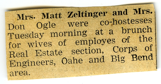 zeltinger075.jpg - Mrs. Matt Zeltinger (Tanta) hosts brunch. c. 1960? Pierre, SD?