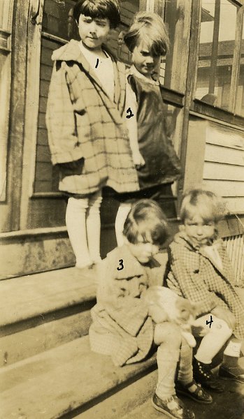 1927prints002.jpg - 1927. Jane Maloney, top step, right; taken while living in Flasher, ND; Toots age 6.