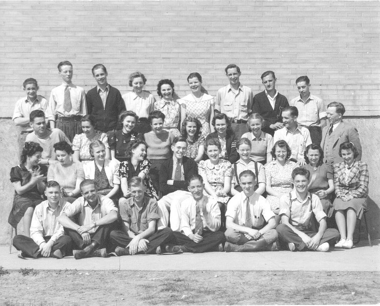 1939prints017.jpg - 1939. Jane Maloney's HS Class, c. 1939. Jane 2nd row, 4th from left, laughing.