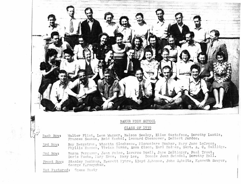 JaneMaloneyGraduatesHS.jpg - 1939. Jane Maloney's HS Class, c. 1939. Jane 2nd row, 4th from left, laughing.