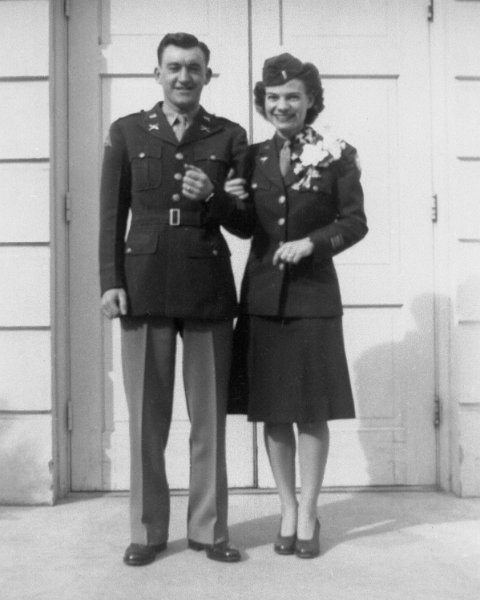 zeltinger042.jpg - David John Maloney, Sr. and Dorothy Janette (nee Zeltinger) Maloney wedding picture. U.S. Army Post Chapel. Fitzsimmons General Hospital. Denver, Colorado. March 7, 1946