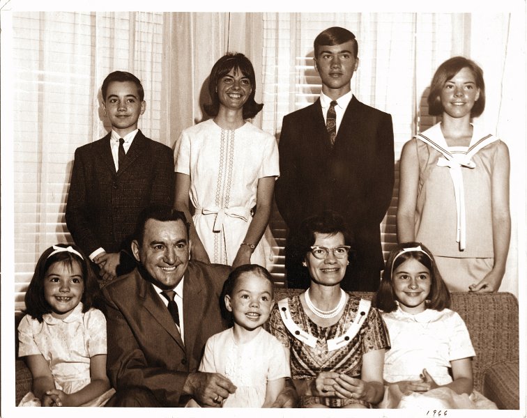 zeltinger084.jpg - David & Jane (nee Zeltinger) Maloney Family portrait. Standing: Brian, Kate, David Jr., Leah; sitting: Tara, David Sr., Lisa, Dorothy "Jane", Karen; 1966