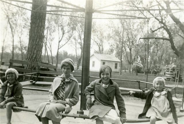 zeltinger100.jpg - C. 1936. My Mom wrote on reverse ""Eleanor Strome / Me / Pat / Mary Lou Strome / Pat & I 7 & 8 grade in Miles City.""So at the early age of a 7th grader, Mom had already acquired the habit of writing down information on the back of photos. Of course, she perfected the art to include enclosing historical notes with much more than photographs to include mementoes, newspaper clippings, hair clippings, jewelry from Dad, awards, greeting cards, souvenirs, and just about anything else she could attach a note to, or enclose a note with inside a little plastic bag.And I am thankful now that she took the time to do so. Otherwise, much valuable family history would have been lost. - DJM Jr