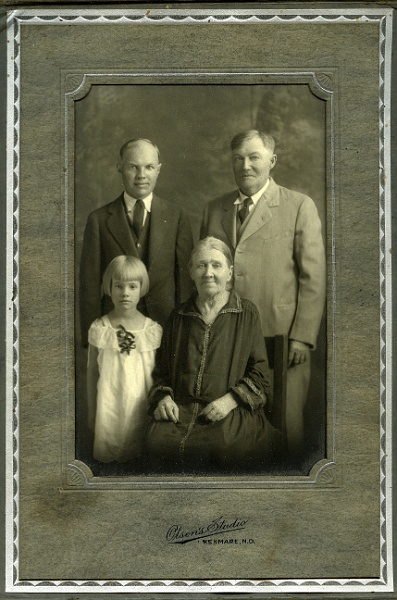 jz_037.jpg - From lower left and going clockwise: Dorothy Janette Zeltinger  (1921-2005), her father, Mathias Anton Zeltinger (1897-1962), his father Ignatius Zeltinger (1871-1952), and Ignatius' mother Magdelena Haller Zeltinger (later remarried Francis Xavier Dahinden) (1850-1942)