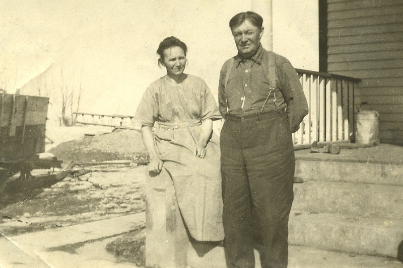 zeltinger039.jpg - Katie and Ignatius Zeltinger on farm near Tolley, ND.